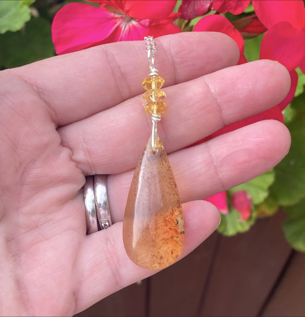 Natural Amber Necklace, Sterling Silver, Handmade by Prairie Ice