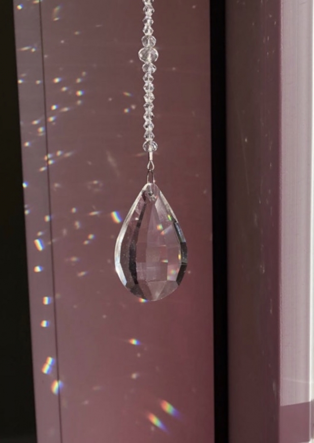 Crystal Sun Catcher, Checkerboard Teardrop, Window Decoration