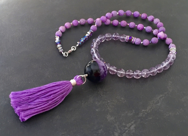 Purple Stone Jewelry, Tassel Necklace, Natural Stone, Gemstone Jewelery, Boho