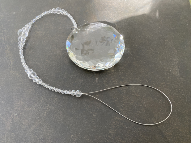 Large Crystal Sun Catcher, Crystal Disc Ornament, Handmade in Canada