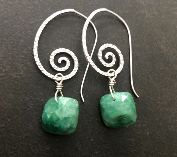 Emerald Earrings, Genuine Emerald, May Birthstone Earrings, Prairie Ice