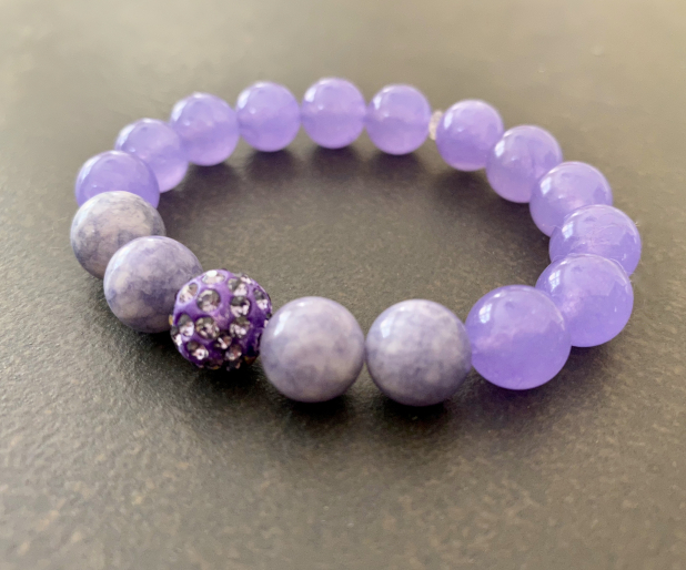 Lavender Bracelet, Lavender Jade, Angelite, Natural Stone, Prairie Ice