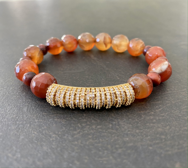Dream Agate Bracelet, 18k Gold Plated CZ, Handmade by Prairie Ice