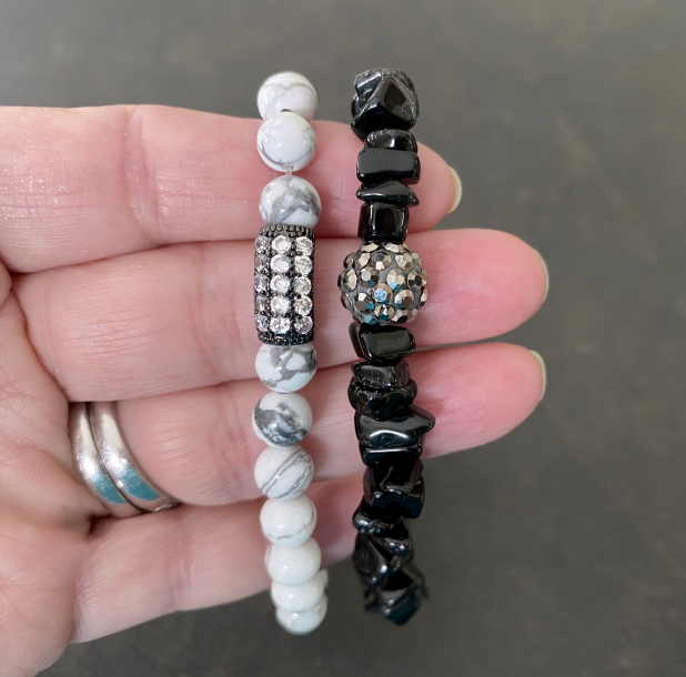 Stacking Bracelets, Natural Stone, CZ Bracelet, Tassel Bracelet