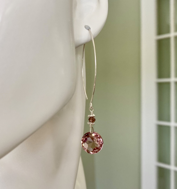 Long Quartz Earrings, Purple Stone, Sterling Silver, Handmade By Prairie Ice