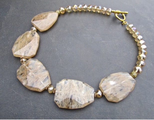 Chunky Quartz Necklace, Tourmilinated Quartz Statement Necklace