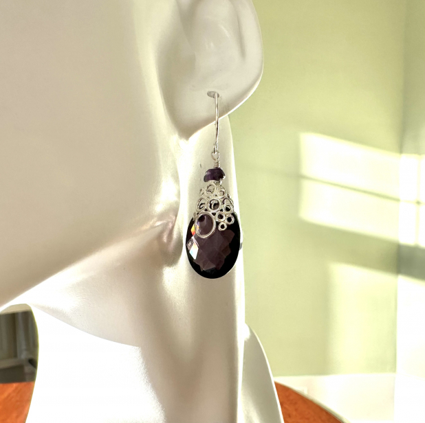 Amethyst Earrings, Teardrop Earrings, February Birthstone, Prairie Ice Jewelry