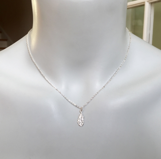 Sterling Silver Feather Necklace, Filigree Feather, Dainty Jewelry