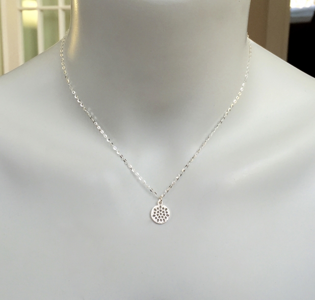 Sterling Silver Honeycomb Charm Necklace