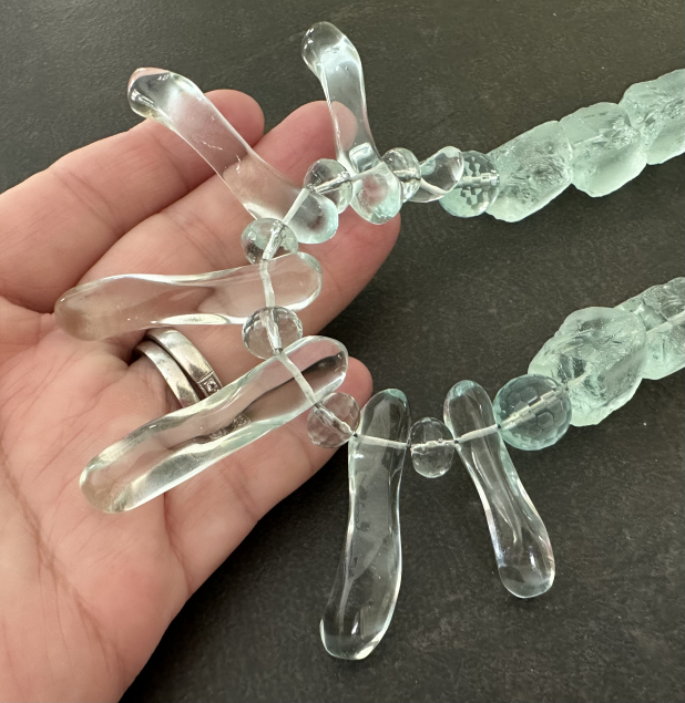 Aqua Quartz Statement Necklace, Sterling Silver