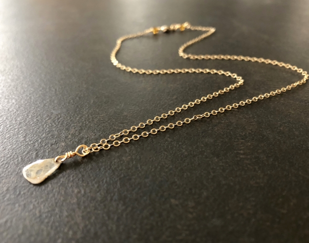 Diamond Slice Pendant, 14K Gold Filled Chain, Handmade by Prairie Ice