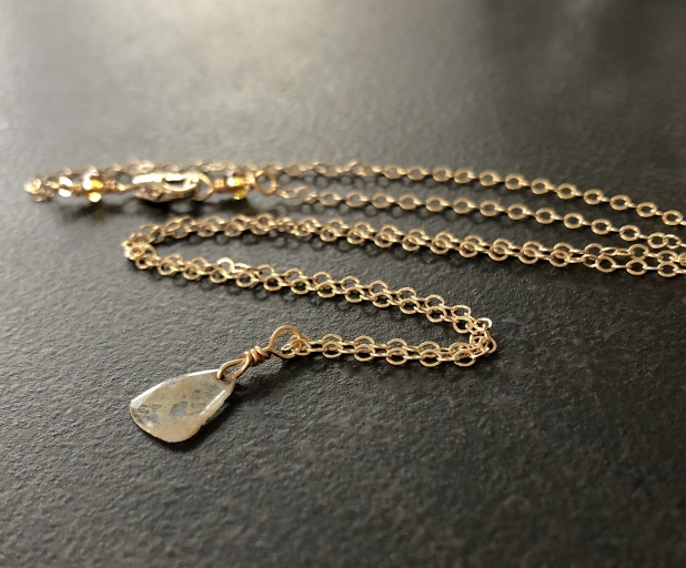 Diamond Slice Necklace, Champagne Diamond, 14K Gold Filled