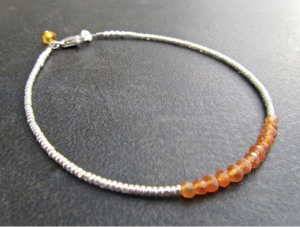 Orange Carnelian Stacking Bracelet, Semi Precious Gemstone