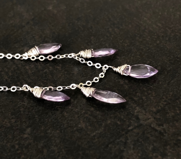 Amethyst Necklace, Lavender Amethyst Gemstones, Sterling Silver, Prairie Ice