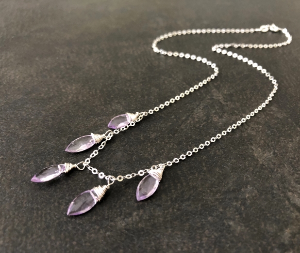 Dainty Amethyst Necklace, Gemstone Layering Necklace, Handmade by Prairie Ice