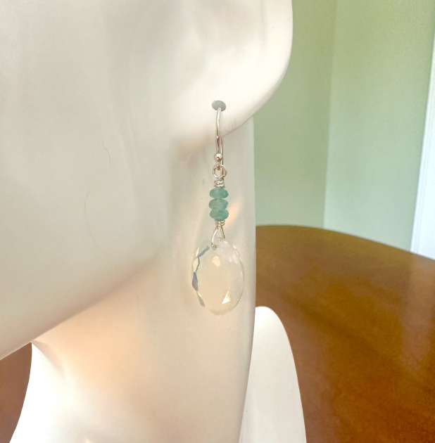 Opalite Aquamarine Earrings, Sterling Silver