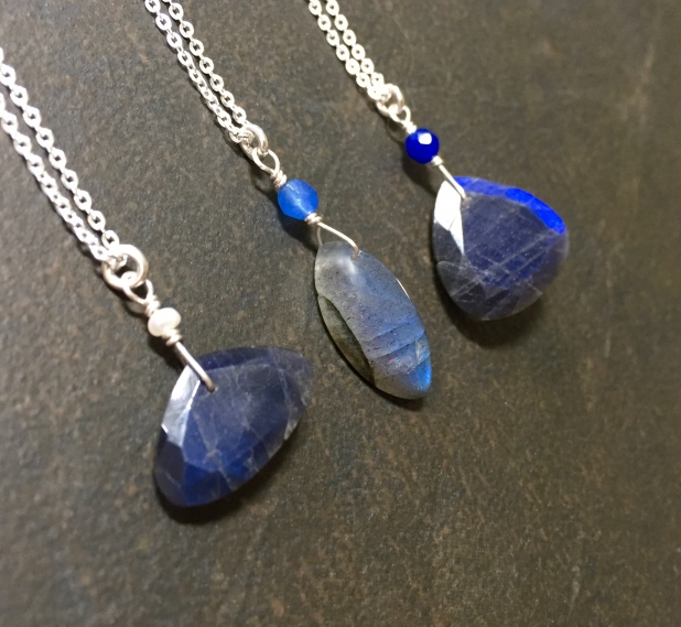 Blue Labradorite Necklace, Dainty Necklace, Minimalist Jewelry, Natural Stone