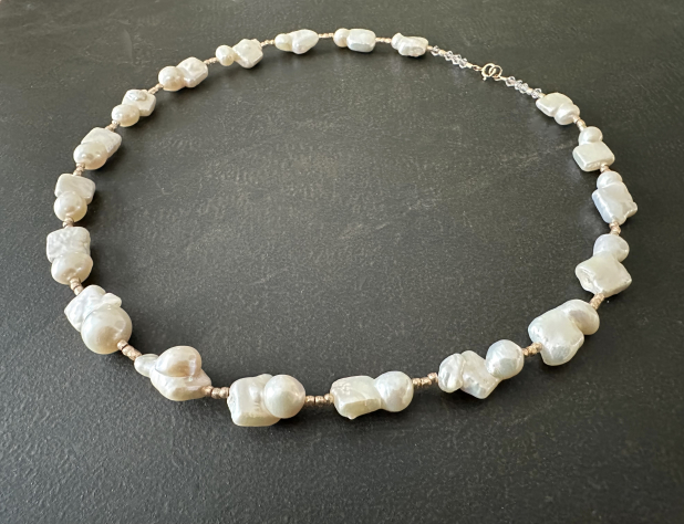 Baroque Pearl Necklace, Pearl and Gold, Gift for Her, Prairie Ice