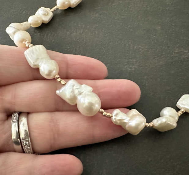 Baroque Pearl Necklace, Pearl and Gold, Gift for Her, Prairie Ice