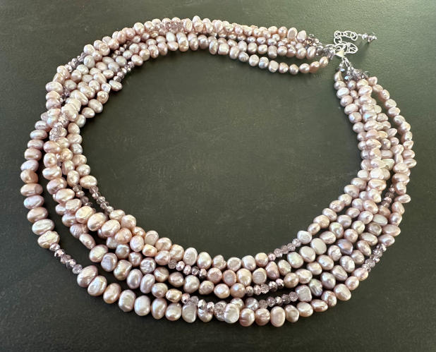 Freshwater Pearl Necklace, Lavender Pearls, Adjustable Necklace