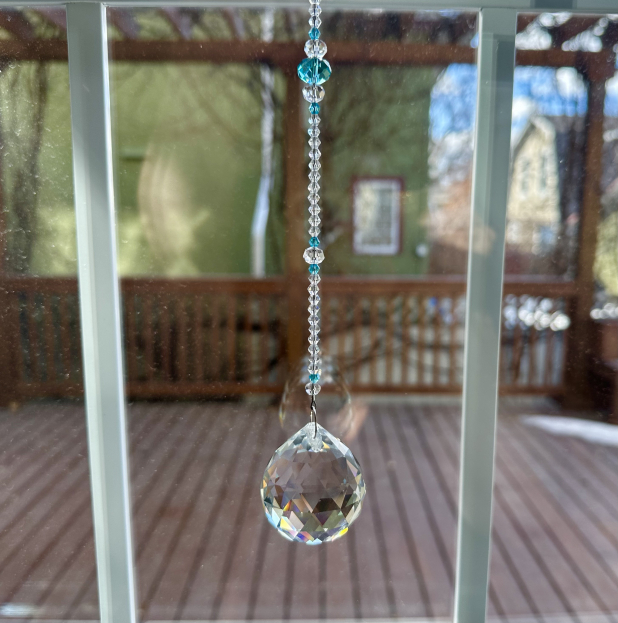 Crystal Suncatcher, Hanging Crystal Prism, Window Ornament, Unique Gift