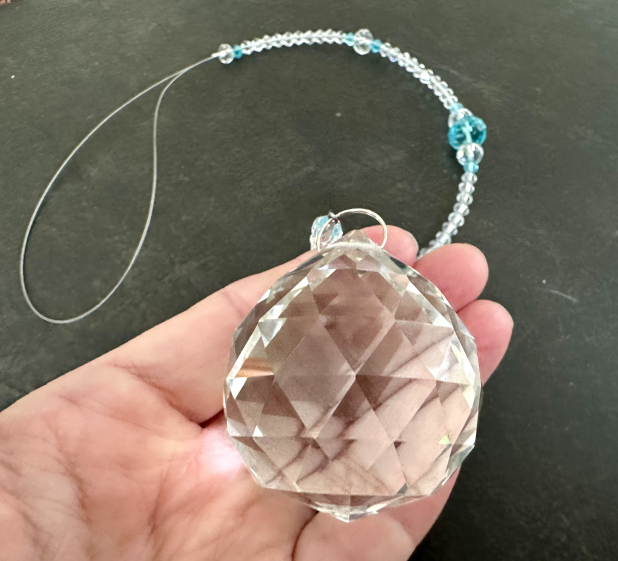Crystal Sun Catcher, Aqua Crystal Prism, Hanging Crystal Ornament, Unique Gift