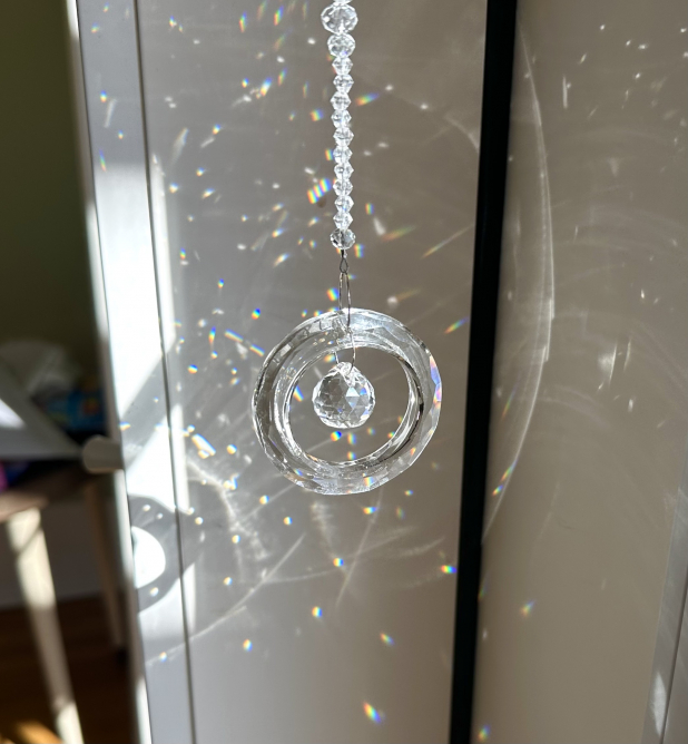 Crystal Sun Catcher, Crystal Ring Ornament, Unique Gift Under 50,
