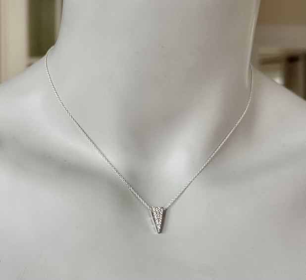 Dainty CZ Necklace, Triangle Necklace, Sterling Silver Chain, Prairie Ice
