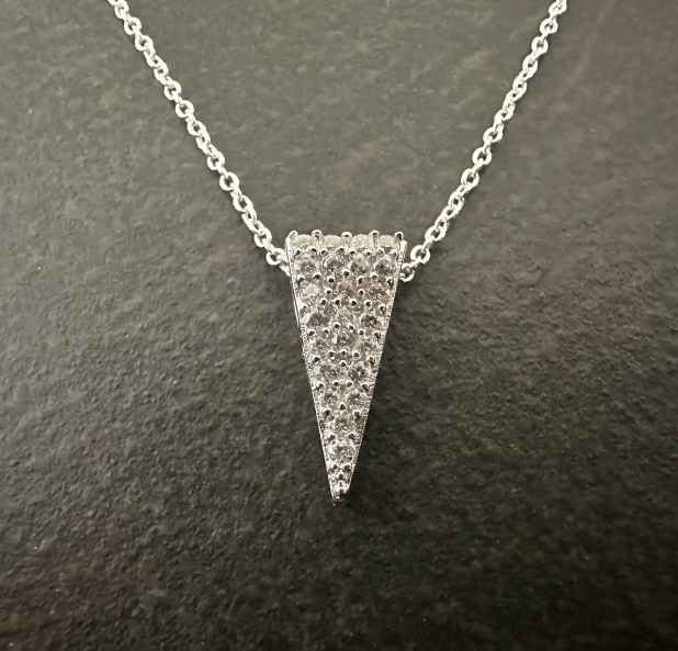 Dainty CZ Necklace, Triangle Necklace, Sterling Silver Chain