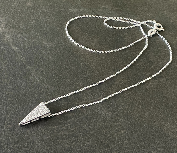 Dainty CZ Necklace, Triangle Necklace, Sterling Silver Chain, Prairie Ice