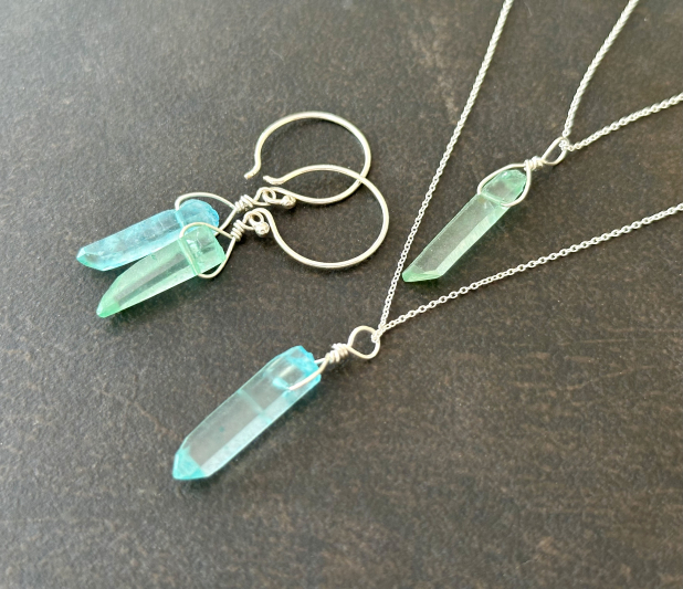 Crystal Point Jewelry Set, Sterling Silver, Prairie Ice Jewelry