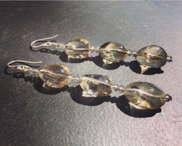 SALE, Quartz Statement Earrings, Smoky Quartz Earrings, Gemstone Nuggets