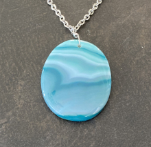 Aqua Agate Necklace, Unisex, Necklace, Handmade by Prairie Ice