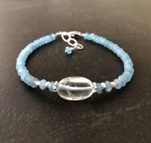 Aquamarine Bracelet, Gemstone Bracelet, Sterling Silver, Adjustable Bracelet