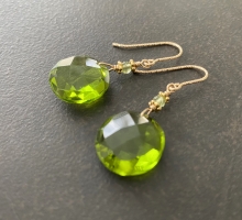 Peridot Quartz Earrings, Green Quartz, 14k Gold Filled