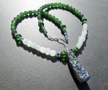 Druzy Statement Necklace, Titanium Druzy Pendant, Emerald Jade, Aventurine