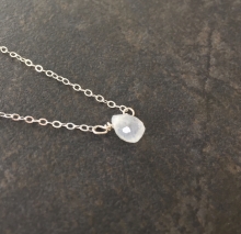 Dainty Rainbow Moonstone Necklace, Sterling Silver