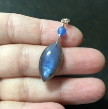 Labradorite Necklace, Blue Flash Labradorite, Natural Stone, Sterling Silver